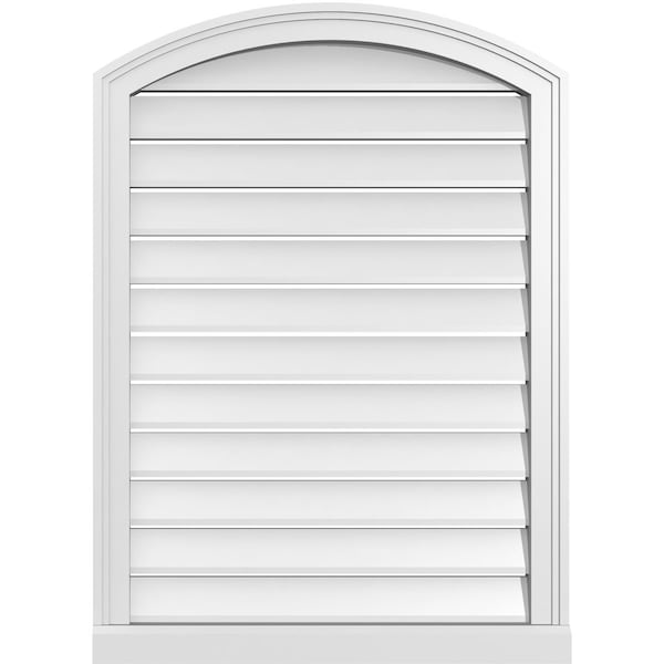 Ekena Millwork Arch Top Surface Mount PVC Gable Vent w/ 2"W x 2"P Brickmould Sill Frame, 26"W x 34"H - GVPAR26X3403SN