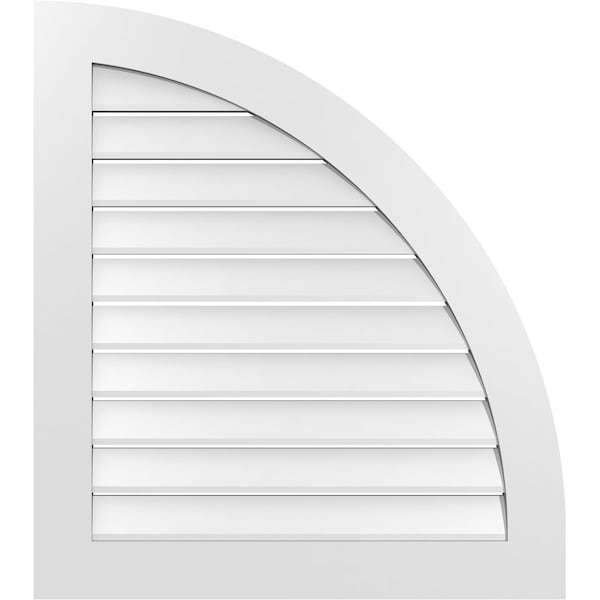 Ekena Millwork Quarter Round Top Right Surface Mount PVC Gable Vent w/ 3-1/2"W x 1"P Standard Frame, 32"W x 36"H - GVPQR32X3601SF