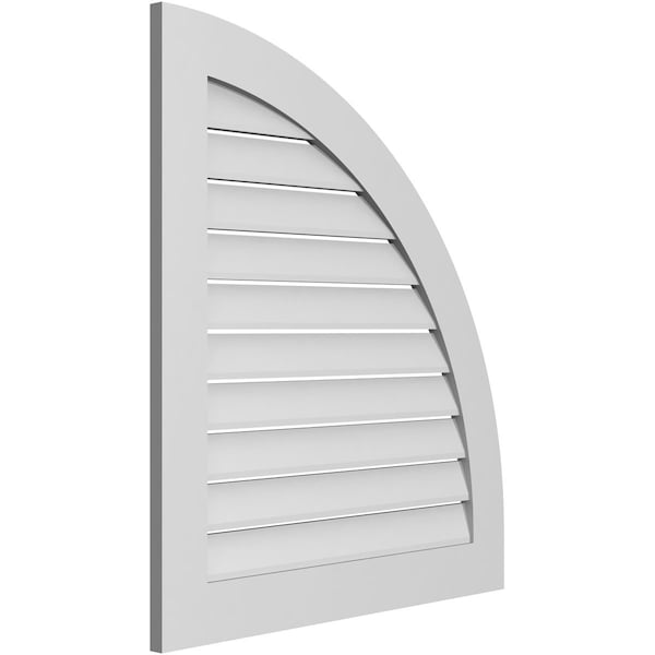Ekena Millwork Quarter Round Top Right Surface Mount PVC Gable Vent w/ 3-1/2"W x 1"P Standard Frame, 32"W x 36"H - GVPQR32X3601SF