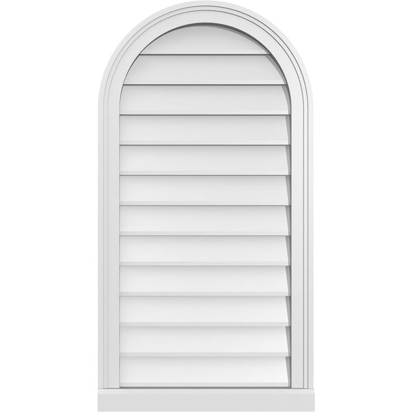 Ekena Millwork Round Top Surface Mount PVC Gable Vent w/ 2"W x 2"P Brickmould Sill Frame, 20"W x 38"H - GVPRT20X3803SN