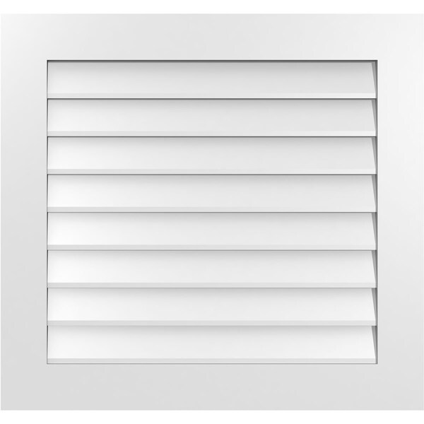 Ekena Millwork Vertical Surface Mount PVC Gable Vent: Non-Functional, w/3-1/2"W x 1"H, Standard Frame, 32"W x 30"H - GVPVE32X3001SN