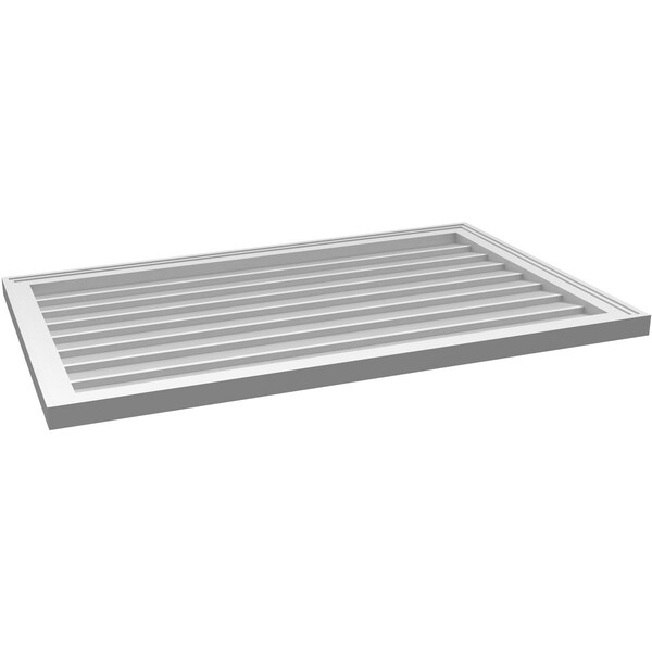 Ekena Millwork Vertical Surface Mount PVC Gable Vnt: Non-Functional, w/2"W x 1-1/2"H, Brickmould Frame, 42"W x 26"H - GVPVE42X2602SN