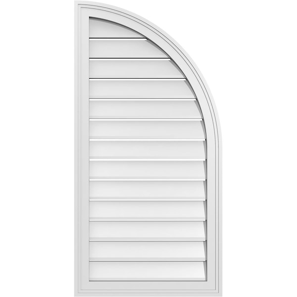 Ekena Millwork Quarter Round Top Right Surface Mount PVC Gable Vent w/ 2"W x 2"P Brickmould Sill Frame, 20"W x 40"H - GVPQR20X4003SF