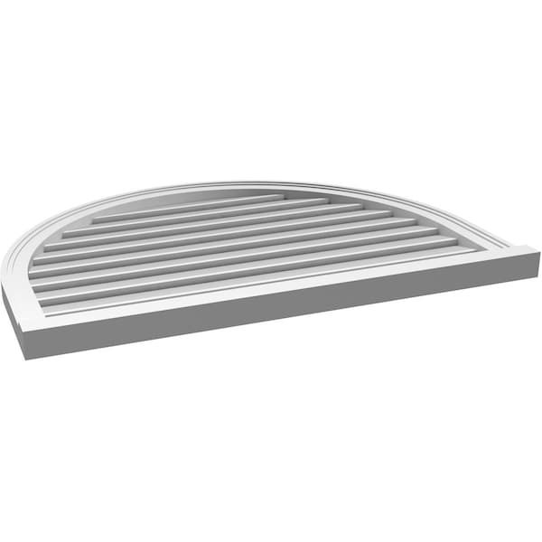 Ekena Millwork Round Top Surface Mount PVC Gable Vent: Functional, w/ 2"W x 2"P Brickmould Sill Frame, 38"W x 28"H - GVPRT38X2803SF