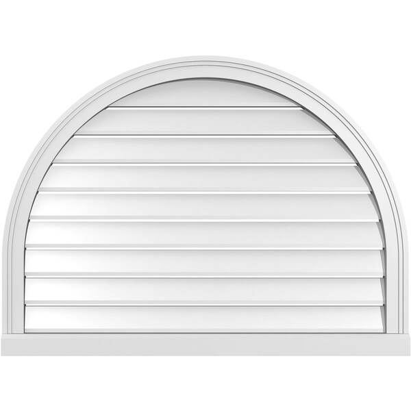 Ekena Millwork Round Top Surface Mount PVC Gable Vent: Functional, w/ 2"W x 2"P Brickmould Sill Frame, 38"W x 28"H - GVPRT38X2803SF