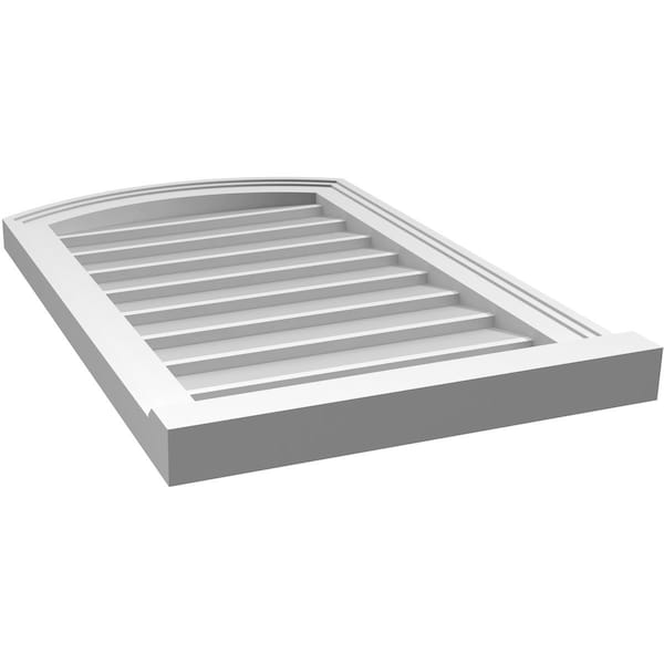 Ekena Millwork Arch Top Surface Mount PVC Gable Vent: Functional, w/ 2"W x 2"P Brickmould Sill Frame, 18"W x 28"H - GVPAR18X2803SF