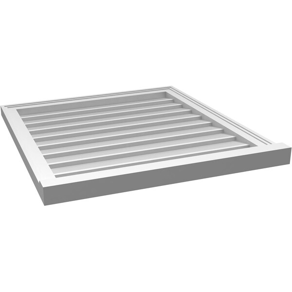 Ekena Millwork Vertical Surface Mount PVC Gable Vent w/ 2"W x 2"H , Brickmould Sill Frame, 28"W x 30"H - GVPVE28X3003SN
