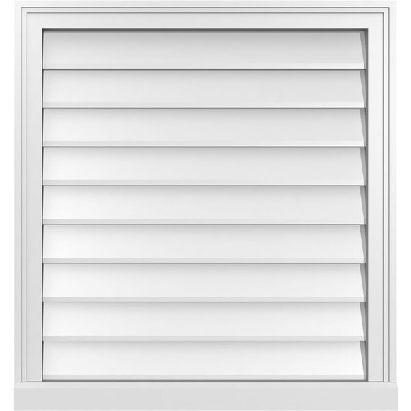 Ekena Millwork Vertical Surface Mount PVC Gable Vent w/ 2"W x 2"H , Brickmould Sill Frame, 28"W x 30"H - GVPVE28X3003SN