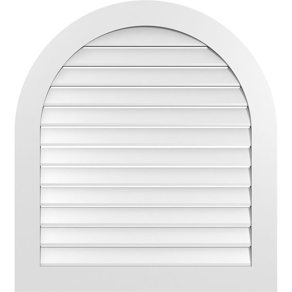 Ekena Millwork Round Top Surface Mount PVC Gable Vent: Functional, w/ 3-1/2"W x 1"P Standard Frame, 36"W x 40"H - GVPRT36X4001SF