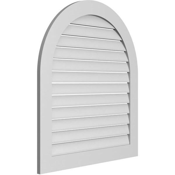 Ekena Millwork Round Top Surface Mount PVC Gable Vent: Functional, w/ 3-1/2"W x 1"P Standard Frame, 36"W x 40"H - GVPRT36X4001SF