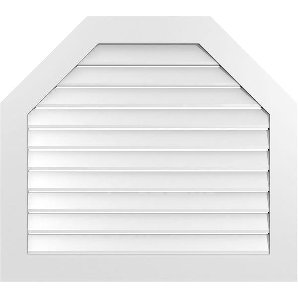 Ekena Millwork Octagonal Top Surface Mount PVC Gable Vent: Functional, w/ 3-1/2"W x 1"P Standard Frame, 38"W x 34"H - GVPOT38X3401SF