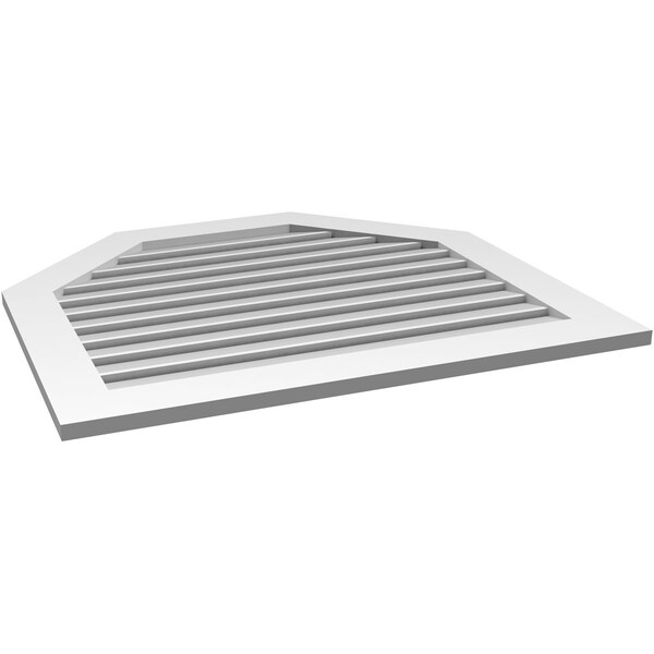 Ekena Millwork Octagonal Top Surface Mount PVC Gable Vent: Functional, w/ 3-1/2"W x 1"P Standard Frame, 38"W x 34"H - GVPOT38X3401SF
