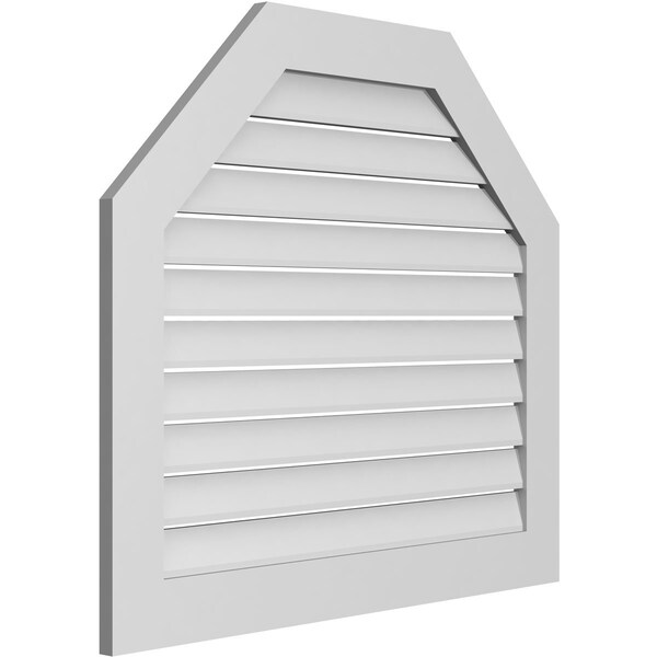 Ekena Millwork Octagonal Top Surface Mount PVC Gable Vent: Functional, w/ 3-1/2"W x 1"P Standard Frame, 38"W x 34"H - GVPOT38X3401SF