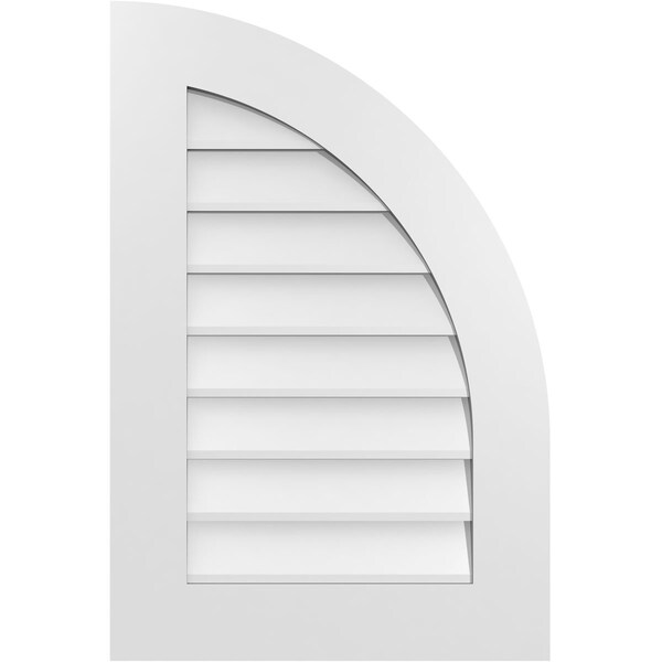 Ekena Millwork Quarter Round Top Right Surface Mount PVC Gable Vent w/ 3-1/2"W x 1"P Standard Frame, 20"W x 30"H - GVPQR20X3001SN
