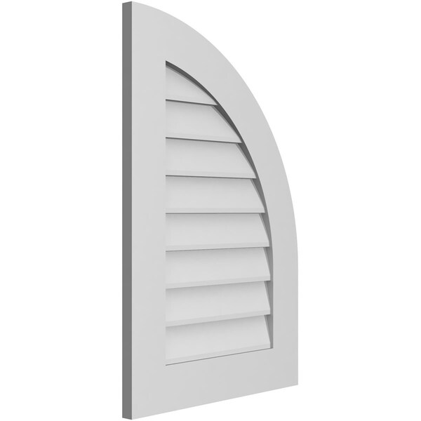 Ekena Millwork Quarter Round Top Right Surface Mount PVC Gable Vent w/ 3-1/2"W x 1"P Standard Frame, 20"W x 30"H - GVPQR20X3001SN