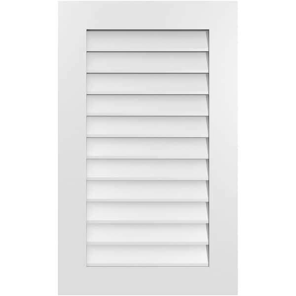 Ekena Millwork Vertical Surface Mount PVC Gable Vent: Non-Functional, w/ 3-1/2"W x 1"P Standard Frame, 22"W x 36"H - GVPVE22X3601SN