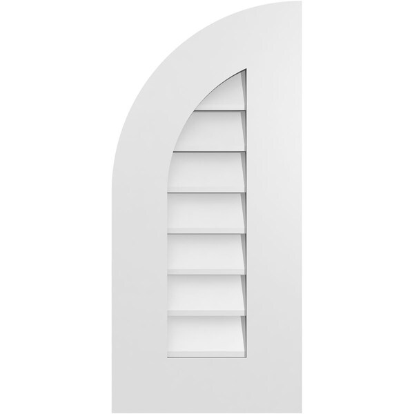 Ekena Millwork Quarter Round Top Left Surface Mount PVC Gable Vent w/ 3-1/2"W x 1"P Standard Frame, 12"W x 26"H - GVPQL12X2601SN