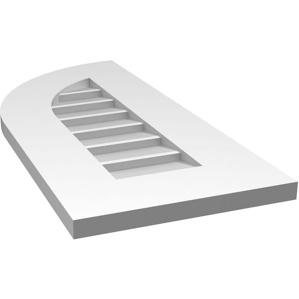 Ekena Millwork Quarter Round Top Left Surface Mount PVC Gable Vent w/ 3-1/2"W x 1"P Standard Frame, 12"W x 26"H - GVPQL12X2601SN