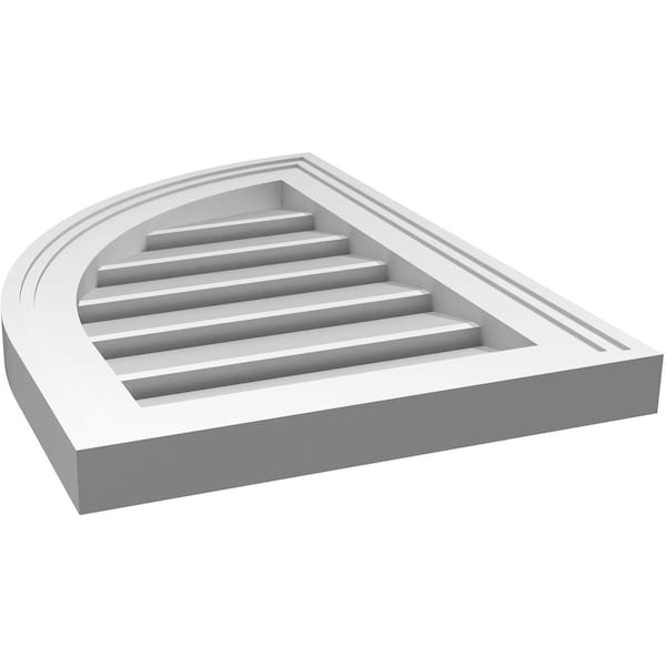 Ekena Millwork Quarter Round Top Left Surface Mount PVC Gable Vent w/ 2"W x 1-1/2"P Brickmould Frame, 14"W x 20"H - GVPQL14X2002SF