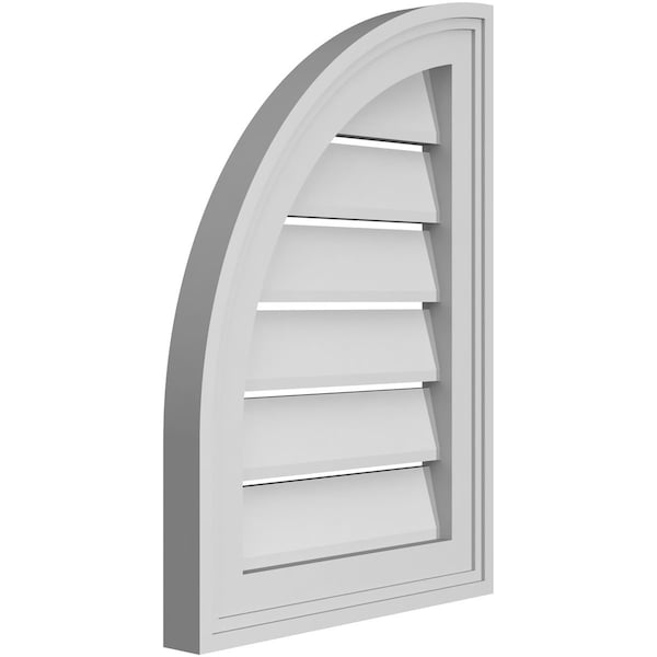 Ekena Millwork Quarter Round Top Left Surface Mount PVC Gable Vent w/ 2"W x 1-1/2"P Brickmould Frame, 14"W x 20"H - GVPQL14X2002SF