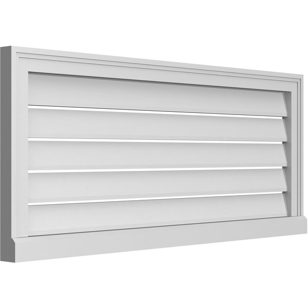 Ekena Millwork Vertical Surface Mount PVC Gable Vent: Functional, w/ 2"W x 2"P Brickmould Sill Frame, 42"W x 18"H - GVPVE42X1803SF