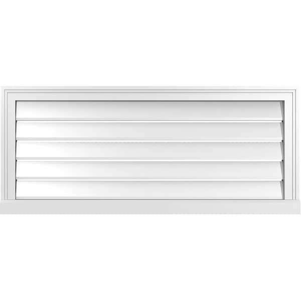 Ekena Millwork Vertical Surface Mount PVC Gable Vent: Functional, w/ 2"W x 2"P Brickmould Sill Frame, 42"W x 18"H - GVPVE42X1803SF
