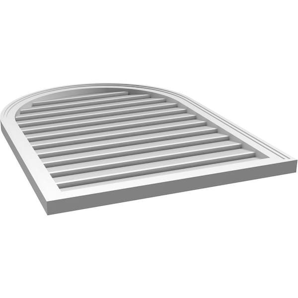 Ekena Millwork Round Top Surface Mount PVC Gable Vent: Functional, w/ 2"W x 1-1/2"P Brickmould Frame, 28"W x 38"H - GVPRT28X3802SF