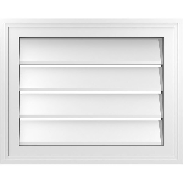 Ekena Millwork Vertical Surface Mount PVC Gable Vent: Functional, w/ 2"W x 1-1/2"P Brickmould Frame, 20"W x 16"H - GVPVE20X1602SF