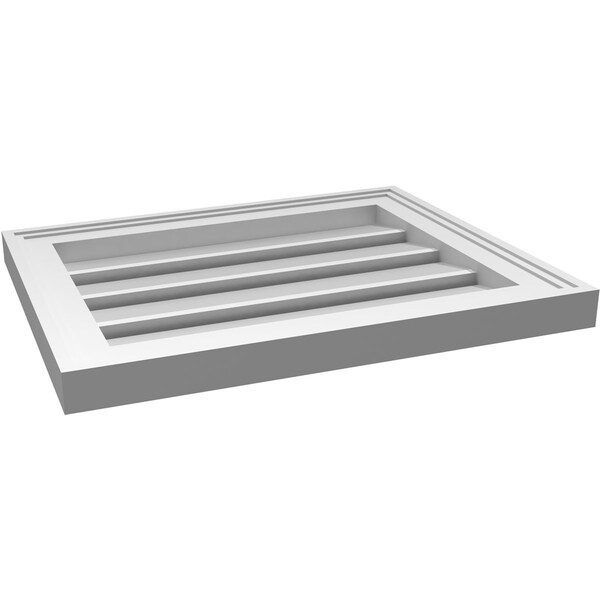 Ekena Millwork Vertical Surface Mount PVC Gable Vent: Functional, w/ 2"W x 1-1/2"P Brickmould Frame, 20"W x 16"H - GVPVE20X1602SF
