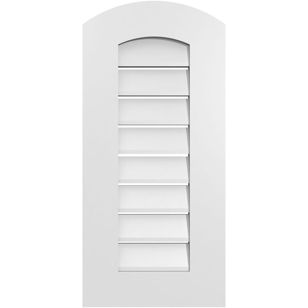 Ekena Millwork Arch Top Surface Mount PVC Gable Vent: Non-Functional, w/ 3-1/2"W x 1"P Standard Frame, 14"W x 28"H - GVPAR14X2801SN