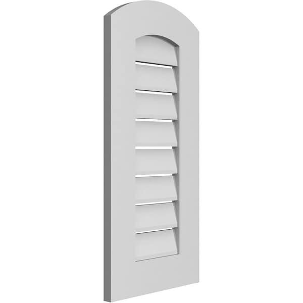 Ekena Millwork Arch Top Surface Mount PVC Gable Vent: Non-Functional, w/ 3-1/2"W x 1"P Standard Frame, 14"W x 28"H - GVPAR14X2801SN