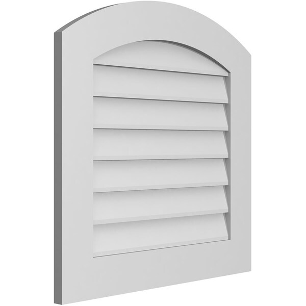 Ekena Millwork Arch Top Surface Mount PVC Gable Vent: Functional, w/ 3-1/2"W x 1"P Standard Frame, 26"W x 26"H - GVPAR26X2601SF