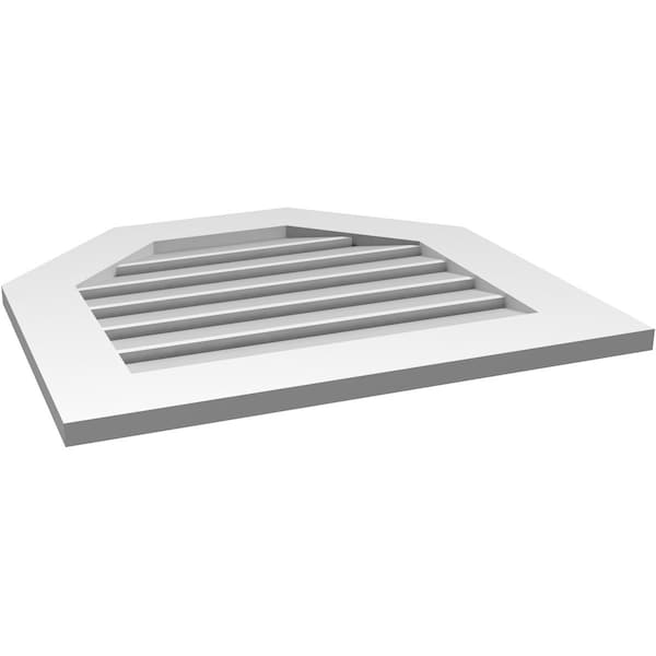 Ekena Millwork Octagonal Top Surface Mount PVC Gable Vent: Functional, w/ 3-1/2"W x 1"P Standard Frame, 26"W x 24"H - GVPOT26X2401SF