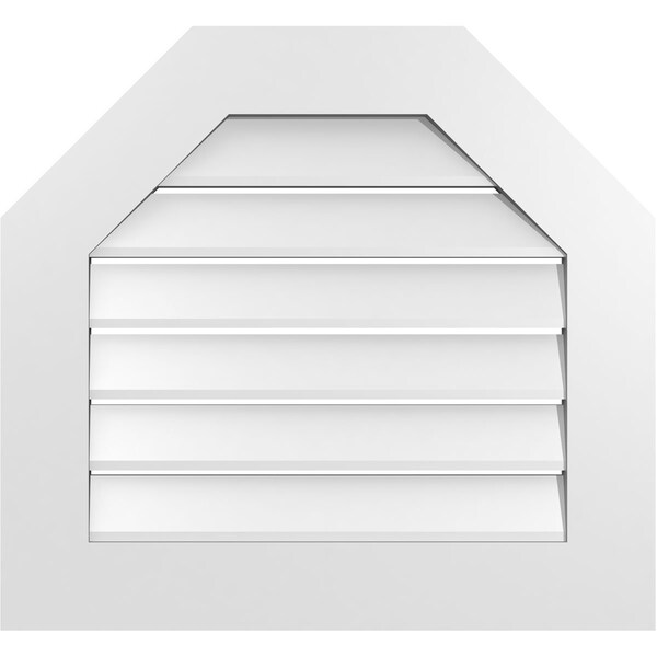 Ekena Millwork Octagonal Top Surface Mount PVC Gable Vent: Functional, w/ 3-1/2"W x 1"P Standard Frame, 26"W x 24"H - GVPOT26X2401SF