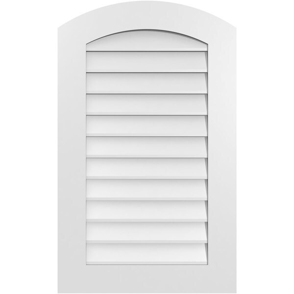 Ekena Millwork Arch Top Surface Mount PVC Gable Vent: Functional, w/ 3-1/2"W x 1"P Standard Frame, 22"W x 36"H - GVPAR22X3601SF