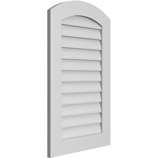 Ekena Millwork Arch Top Surface Mount PVC Gable Vent: Functional, w/ 3-1/2"W x 1"P Standard Frame, 22"W x 36"H - GVPAR22X3601SF