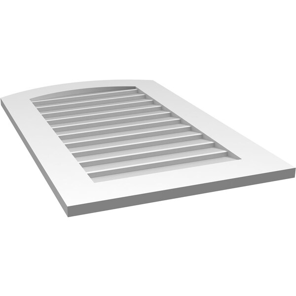 Ekena Millwork Arch Top Surface Mount PVC Gable Vent: Functional, w/ 3-1/2"W x 1"P Standard Frame, 22"W x 36"H - GVPAR22X3601SF
