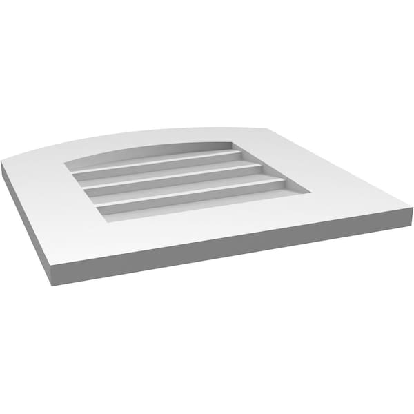 Ekena Millwork Arch Top Surface Mount PVC Gable Vent: Functional, w/ 3-1/2"W x 1"P Standard Frame, 18"W x 18"H - GVPAR18X1801SF