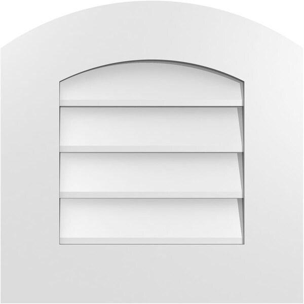 Ekena Millwork Arch Top Surface Mount PVC Gable Vent: Functional, w/ 3-1/2"W x 1"P Standard Frame, 18"W x 18"H - GVPAR18X1801SF