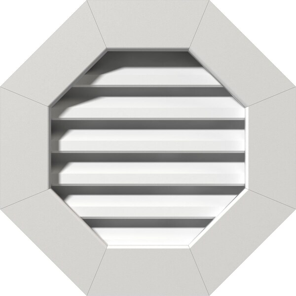 Ekena Millwork Octagonal Gable Vent Functional, PVC Gable Vent w/ 1" x 4" Flat Trim Frame, 24"W x 24"H - GVPOC24X2401FUN