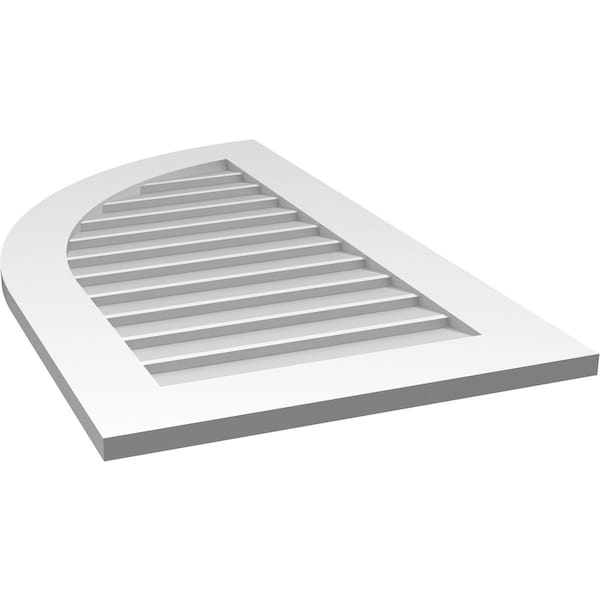 Ekena Millwork Quarter Round Top Left Surface Mount PVC Gable Vent w/ 3-1/2"W x 1"P Standard Frame, 22"W x 38"H - GVPQL22X3801SN