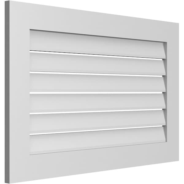 Ekena Millwork Vertical Surface Mount PVC Gable Vent: Functional, w/ 3-1/2"W x 1"P Standard Frame, 38"W x 24"H - GVPVE38X2401SF