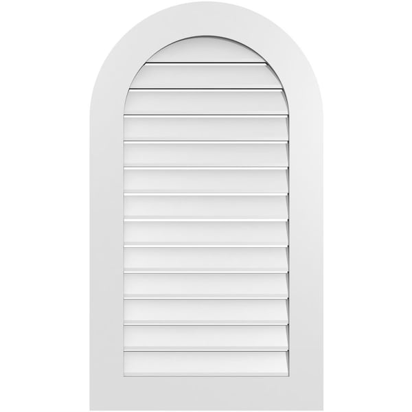 Ekena Millwork Round Top Surface Mount PVC Gable Vent: Functional, w/ 3-1/2"W x 1"P Standard Frame, 24"W x 42"H - GVPRT24X4201SF