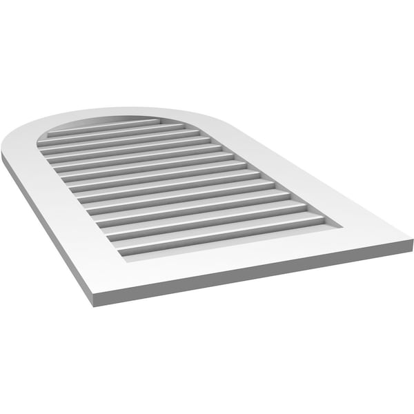Ekena Millwork Round Top Surface Mount PVC Gable Vent: Functional, w/ 3-1/2"W x 1"P Standard Frame, 24"W x 42"H - GVPRT24X4201SF