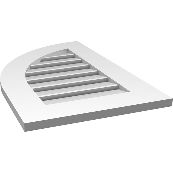 Ekena Millwork Quarter Round Top Left Surface Mount PVC Gable Vent w/ 3-1/2"W x 1"P Standard Frame, 18"W x 28"H - GVPQL18X2801SF