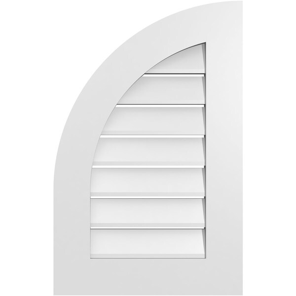 Ekena Millwork Quarter Round Top Left Surface Mount PVC Gable Vent w/ 3-1/2"W x 1"P Standard Frame, 18"W x 28"H - GVPQL18X2801SF