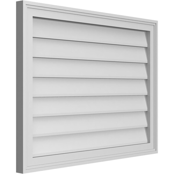 Ekena Millwork Vertical Surface Mount PVC Gable Vnt: Non-Functional, w/2"W x 1-1/2"H, Brickmould Frame, 32"W x 24"H - GVPVE32X2402SN