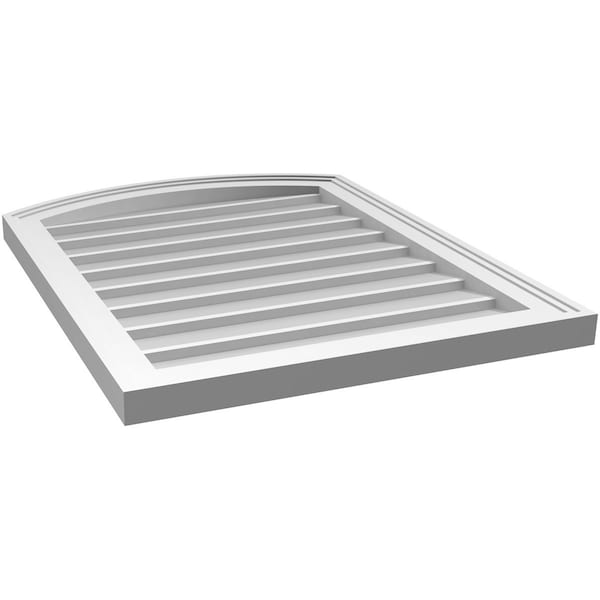 Ekena Millwork Arch Top Surface Mount PVC Gable Vent: Functional, w/ 2"W x 1-1/2"P Brickmould Frame, 22"W x 28"H - GVPAR22X2802SF