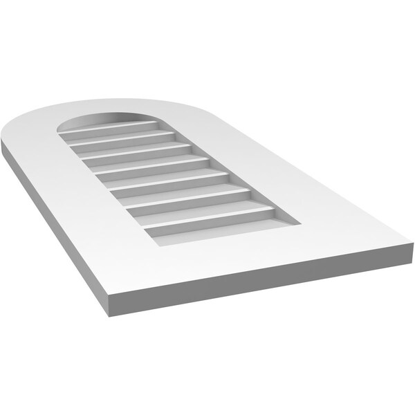 Ekena Millwork Round Top Surface Mount PVC Gable Vent: Non-Functional, w/ 3-1/2"W x 1"P Standard Frame, 14"W x 28"H - GVPRT14X2801SN