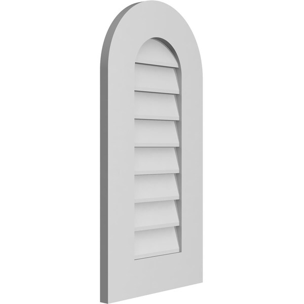 Ekena Millwork Round Top Surface Mount PVC Gable Vent: Non-Functional, w/ 3-1/2"W x 1"P Standard Frame, 14"W x 28"H - GVPRT14X2801SN